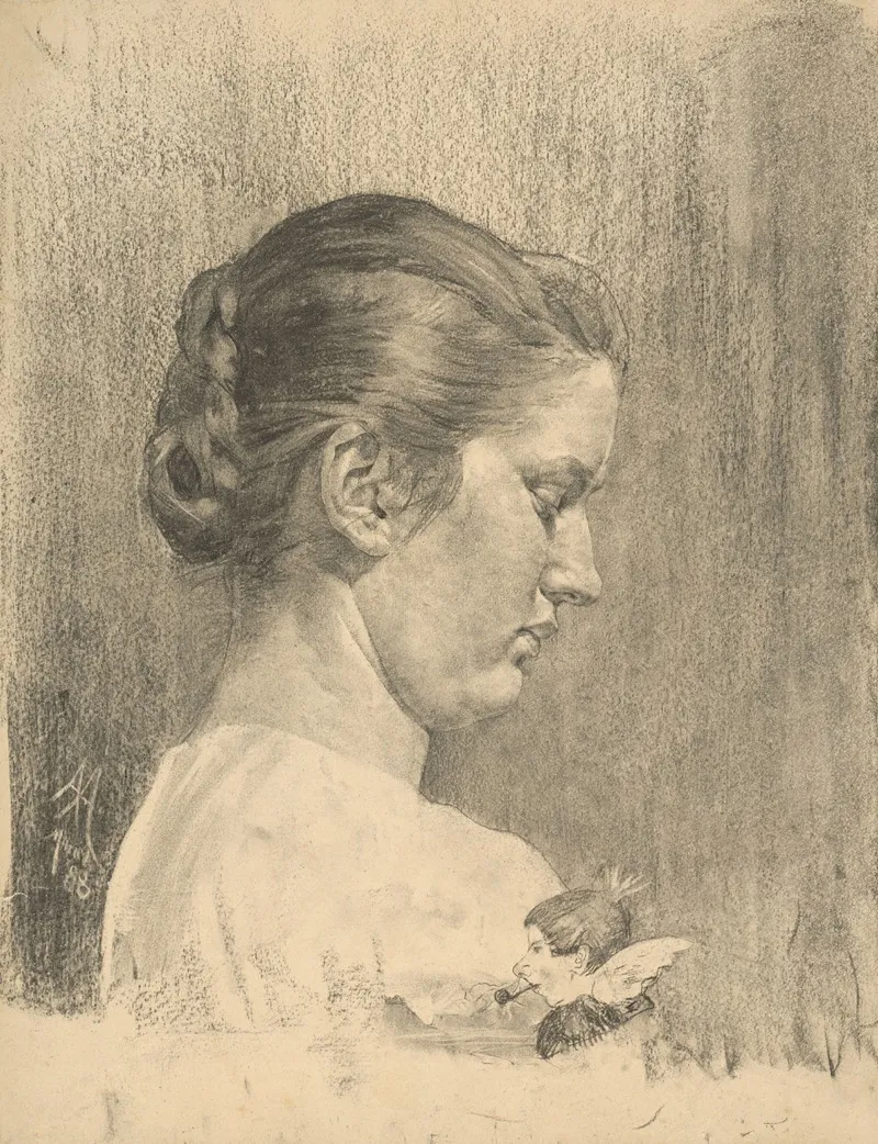 Podobizen Zeny Z Profilu by Ákos Aranyossy - Canvas Print