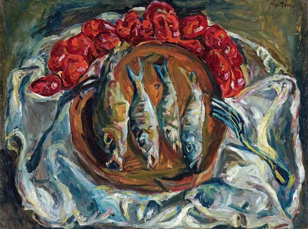 Poissons Et Tomates by Chaïm Soutine - Canvas Print