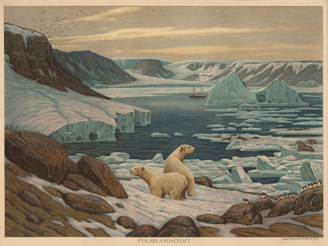 Polarlandschaft by Adolf Lehmann - Canvas Print