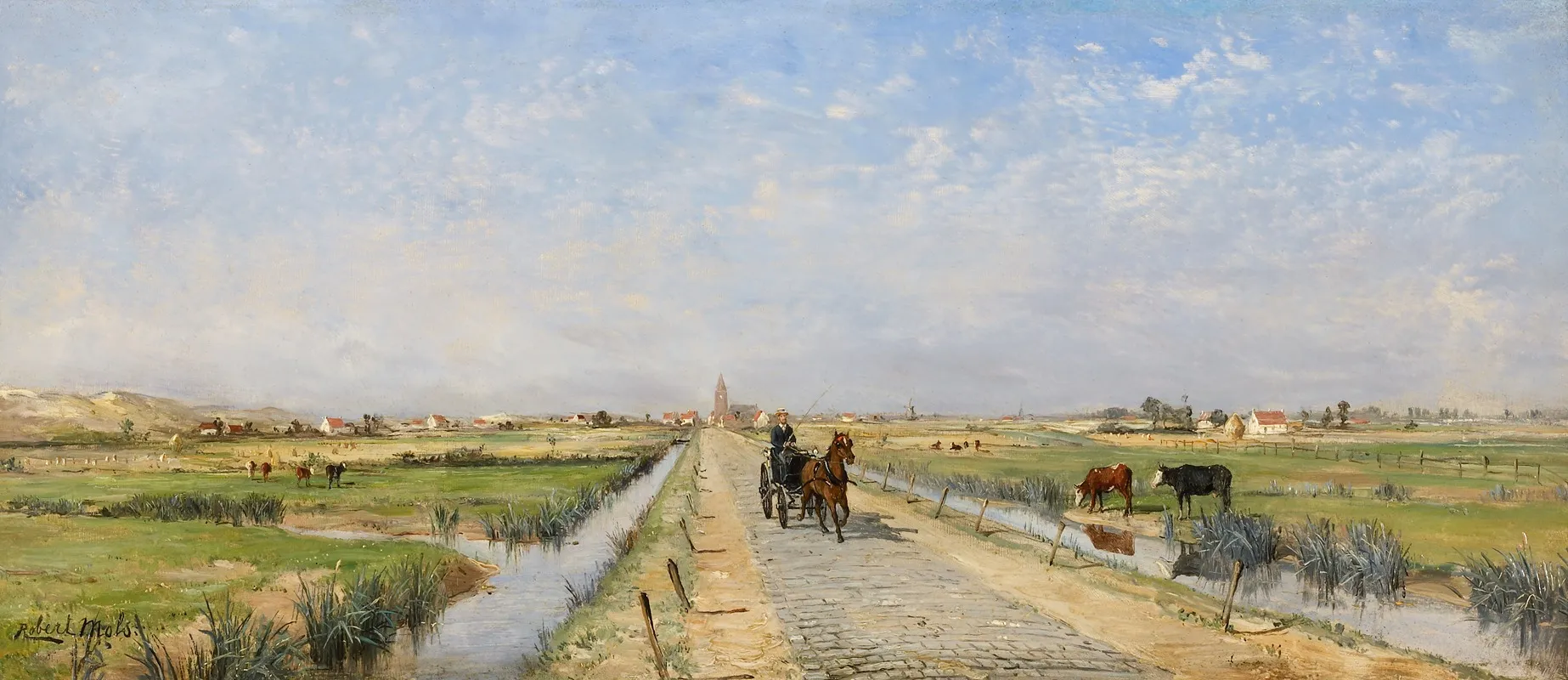 Polderlandschap by Robert Mols - Canvas Print