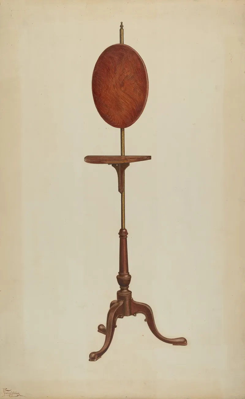 Pole Screen And Candlestand 3 by Rolland Livingstone - Canvas Print