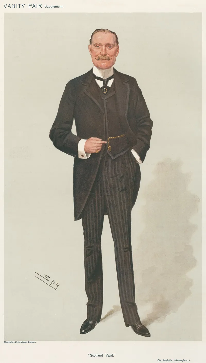 Policemen Scotland Yard Sir Melville Macnaughton August 19 1908 by Leslie Matthew Ward - Canvas Print