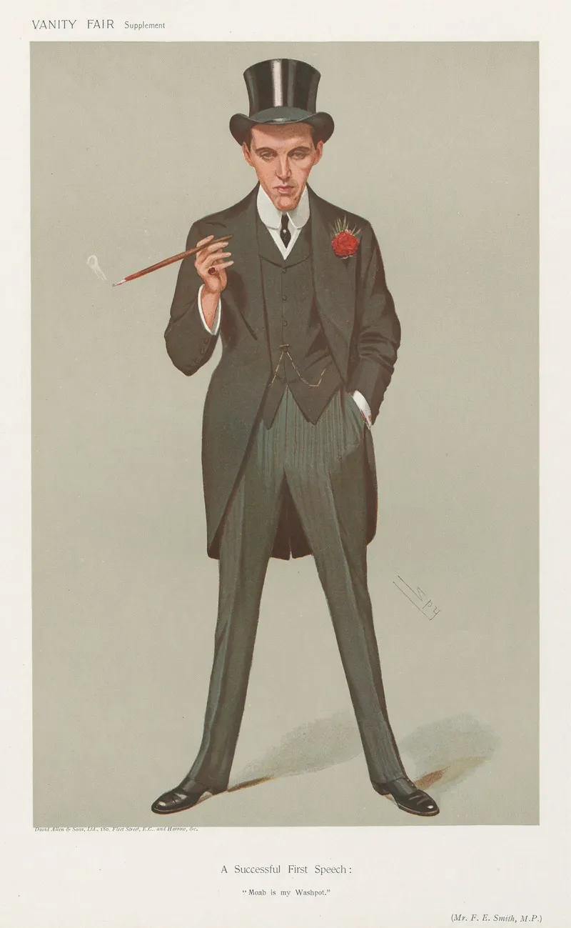 Politicians A Successful First Speech Moab Is My Washpot Mr F E Smith January 16 1907 by Leslie Matthew Ward - Canvas Print