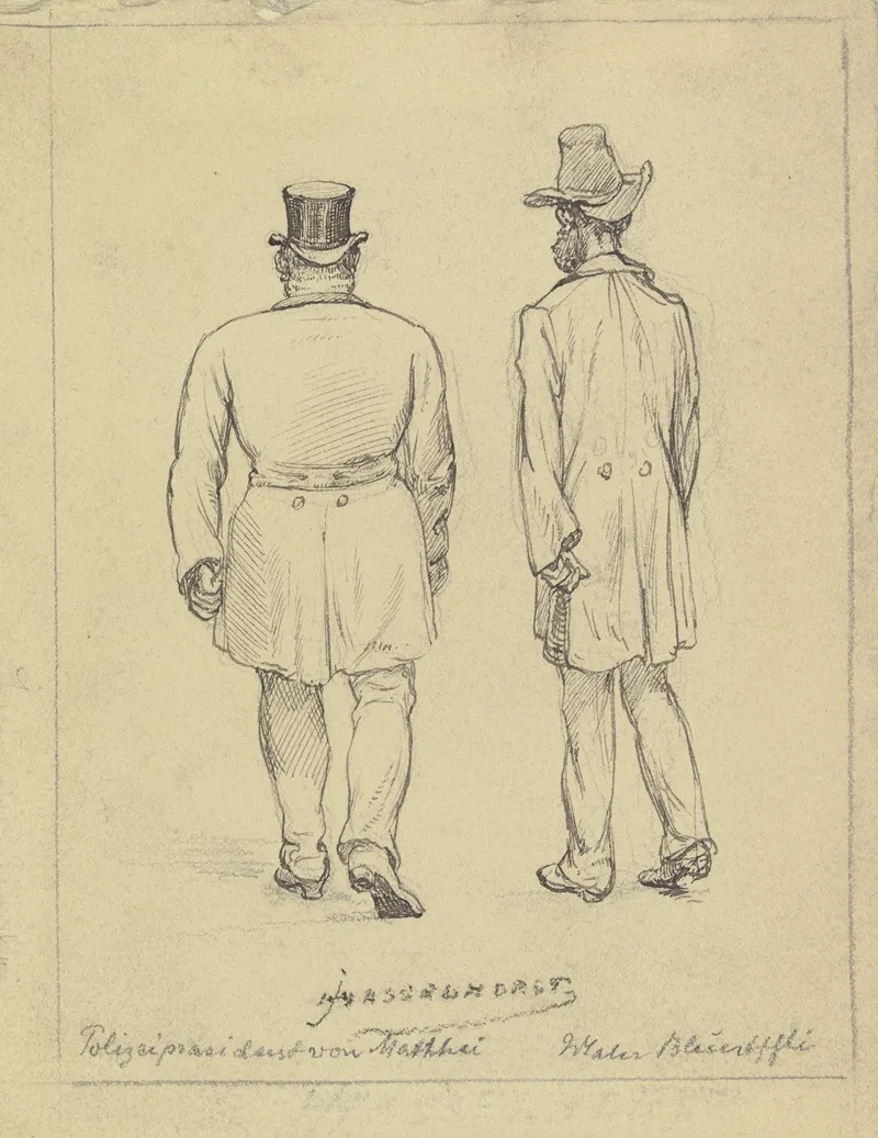 Polizeiprasident Von Matthei Und Maler Bluntschli Auf Der Strase by Johann Heinrich Hasselhorst - Canvas Print