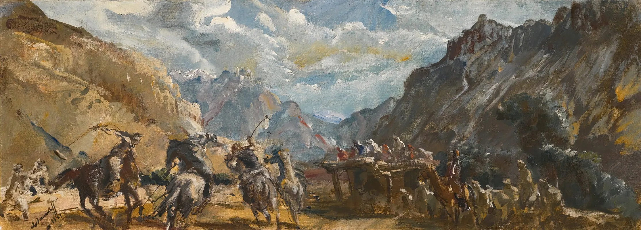 Polo Game At Misgar by Alexandre Jacovleff - Canvas Print