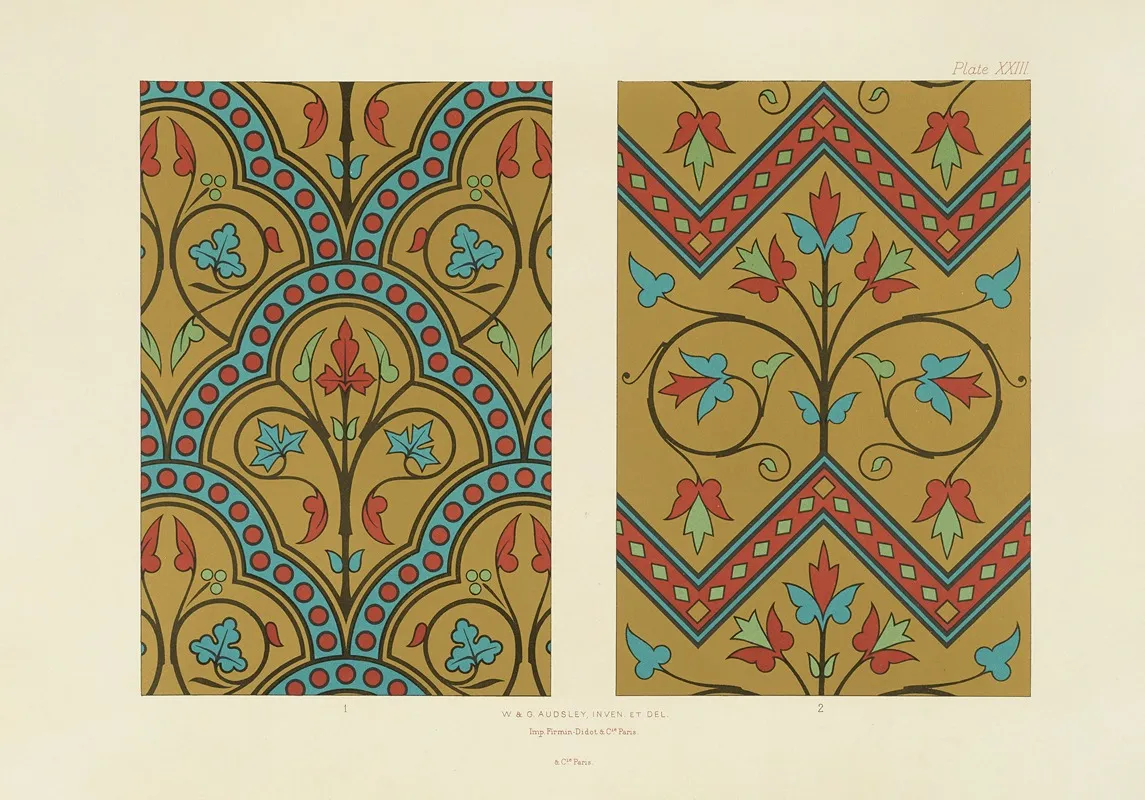 Polychromatic Decoration As Applied To Buildings In The Mediaeval Styles Pl 23 by George Ashdown Audsley - Canvas Print