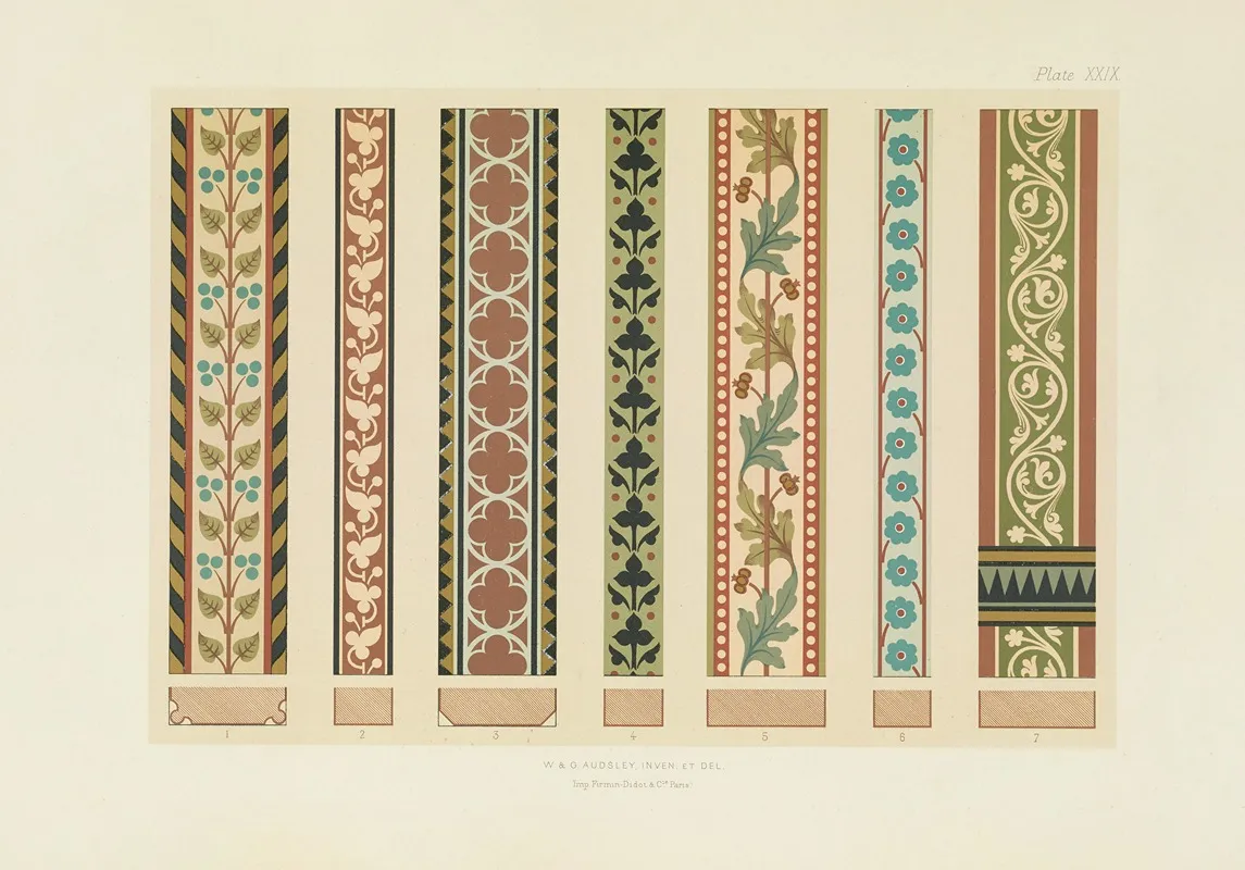 Polychromatic Decoration As Applied To Buildings In The Mediaeval Styles Pl 29 by George Ashdown Audsley - Canvas Print