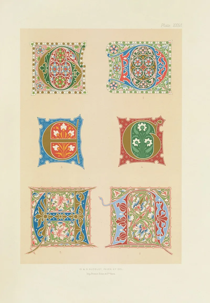 Polychromatic Decoration As Applied To Buildings In The Mediaeval Styles Pl 36 by George Ashdown Audsley - Canvas Print