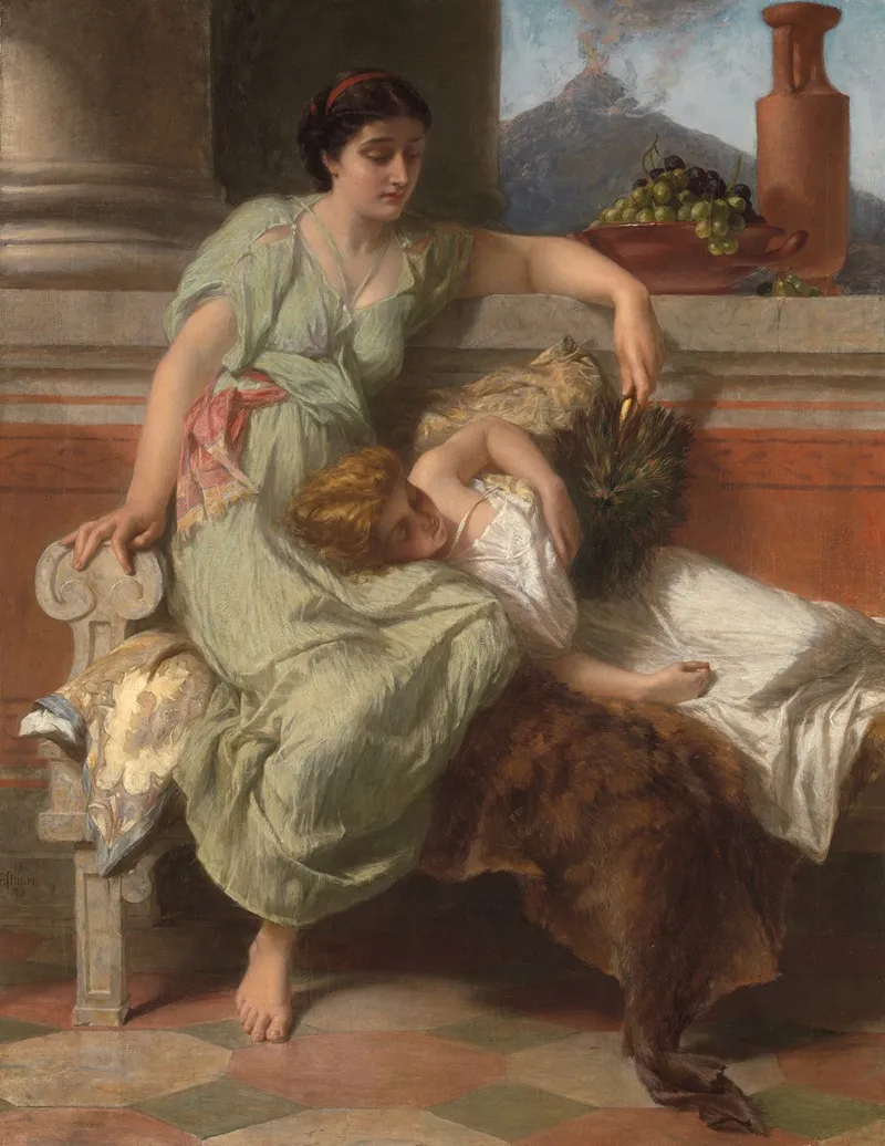 Pompeii A D 79 by Alfred Elmore - Canvas Print