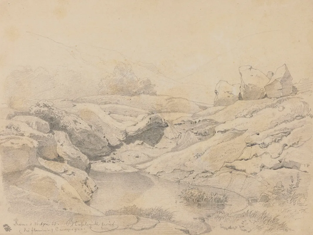 Pond Among Rocks By Via Flaminia