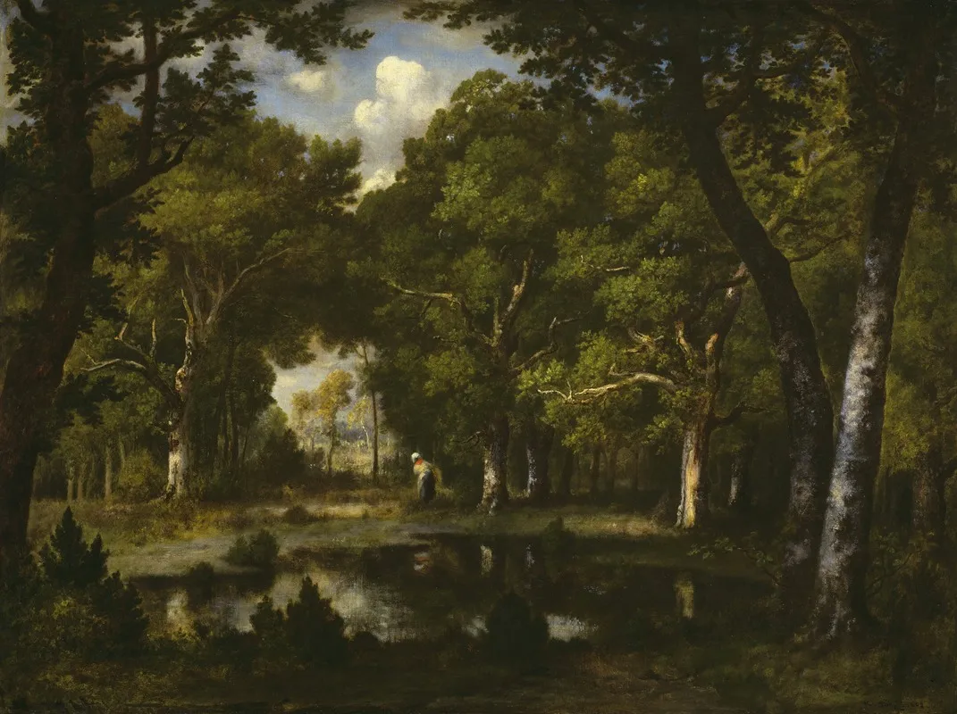 Pond In The Woods by Narcisse-Virgile Diaz de La Peña - Canvas Print