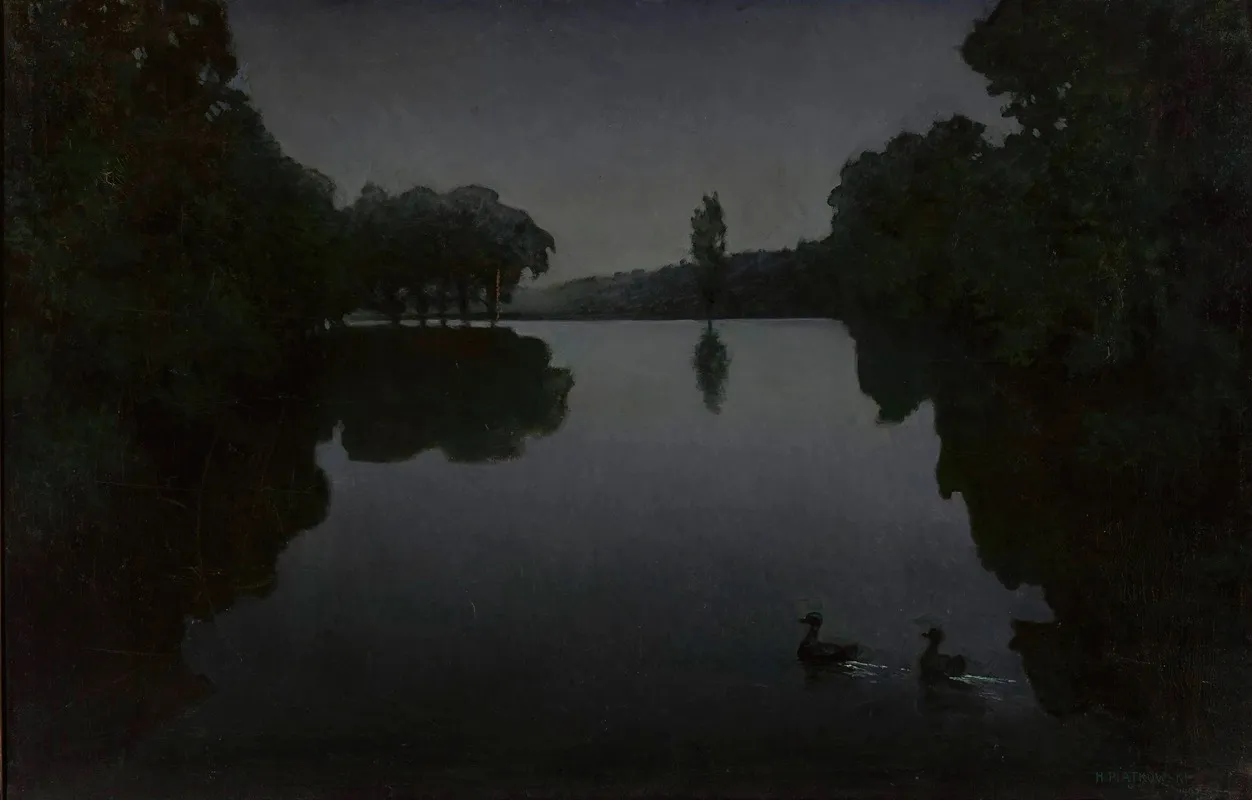 Pond With Ducks by Henryk Piątkowski - Canvas Print