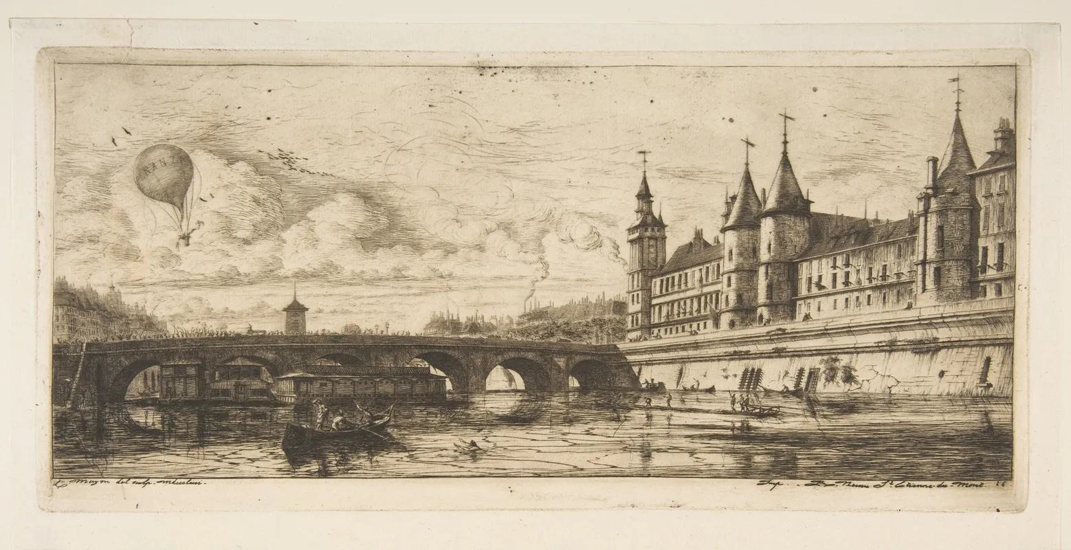 Pont Au Change Paris by Charles Meryon - Canvas Print