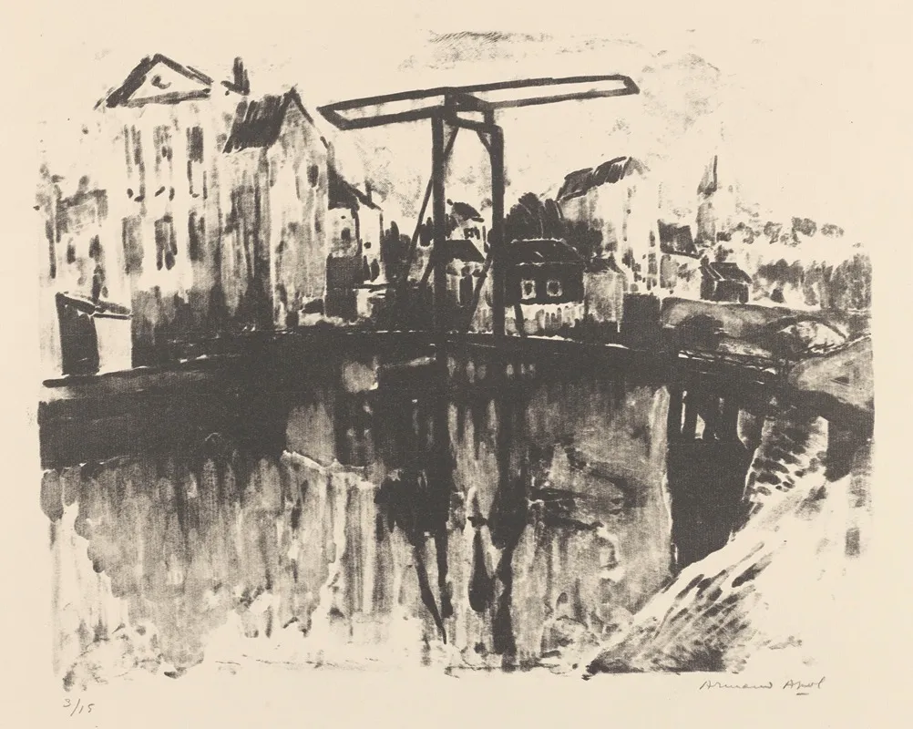 Pont Basculant Dans Une Ville by Armand Apol - Canvas Print