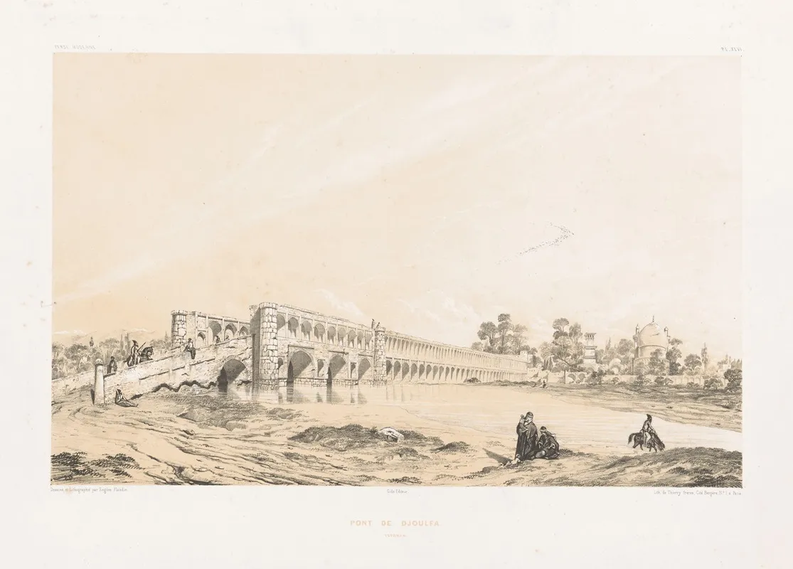 Pont De Djoulfa Ispahan by Eugène Flandin - Canvas Print