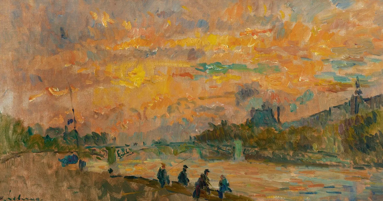 Pont Des Saints Peres A Paris Soleil Couchant