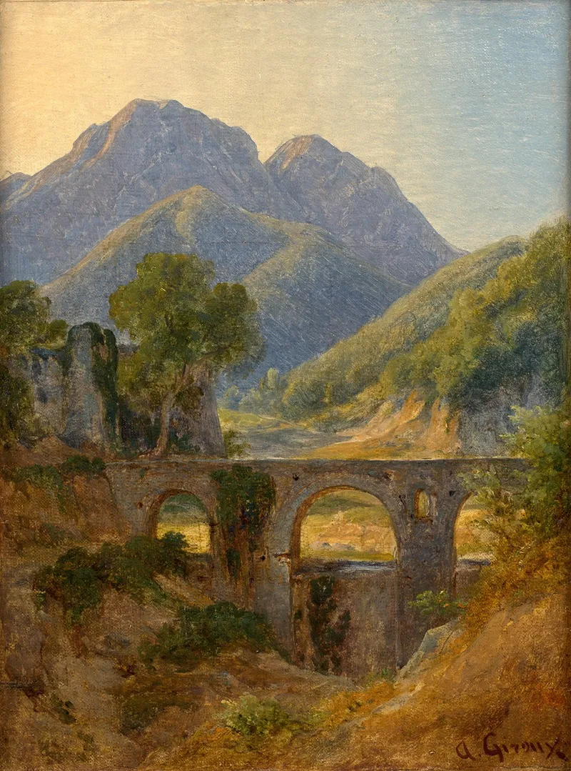 Pont Traversant Une Vallee Dans Les Environs De Rome by André Giroux - Canvas Print