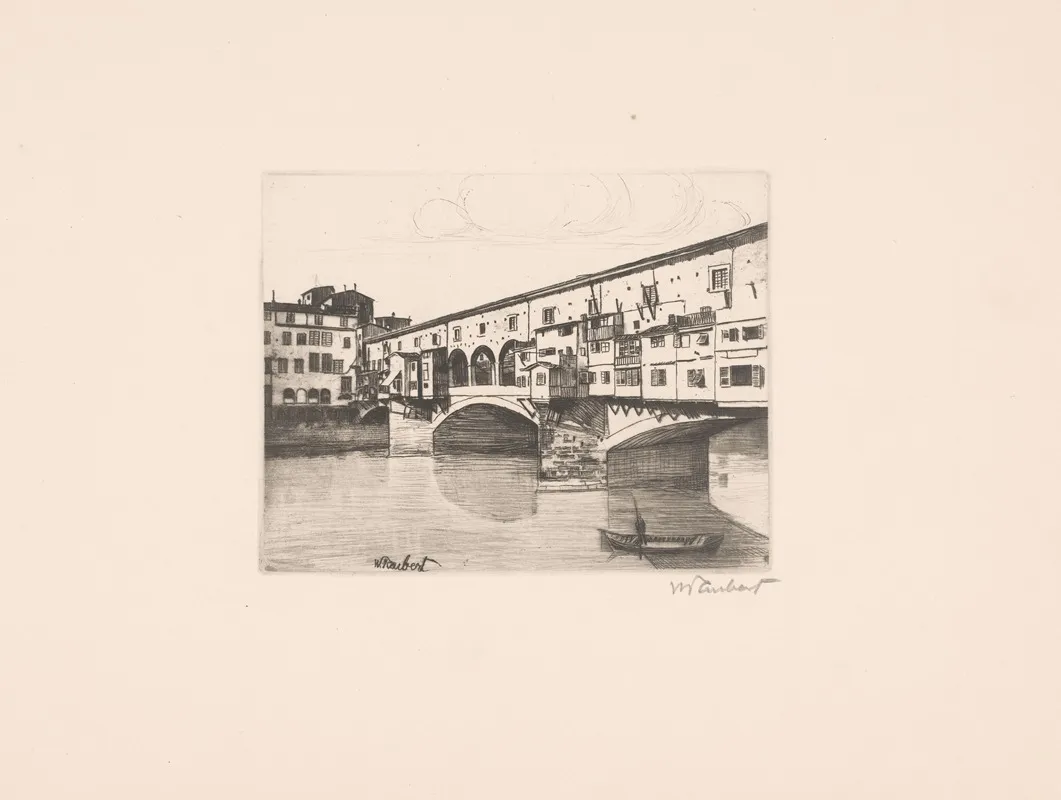 Ponte Vecchio Over The Arno 2 by Guglielmo Taubert - Canvas Print