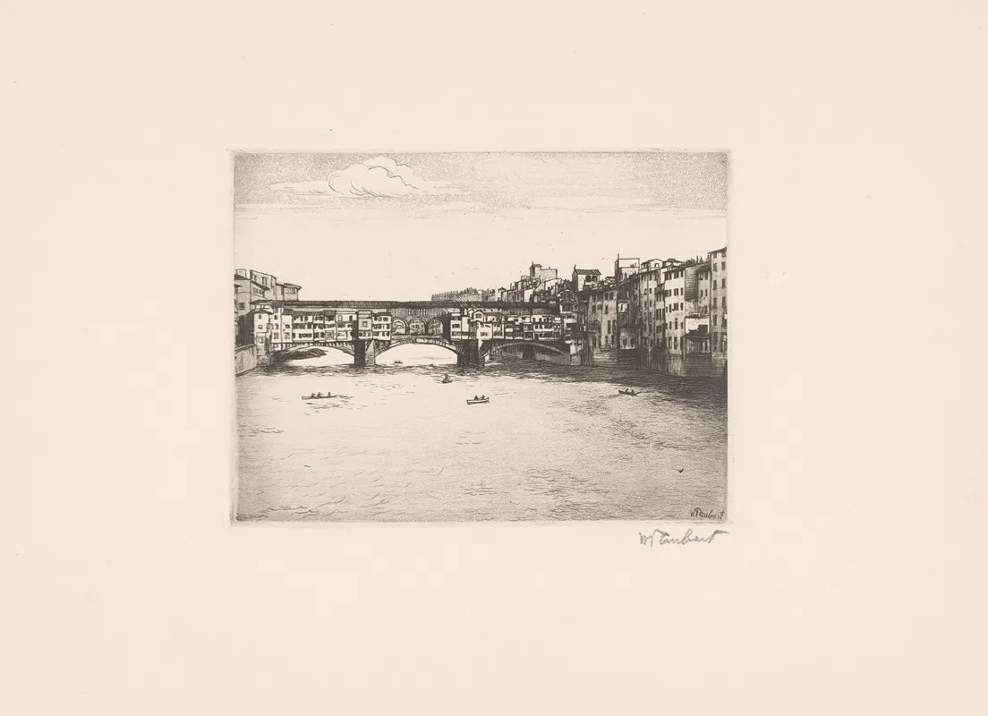 Ponte Vecchio Over The Arno by Guglielmo Taubert - Canvas Print