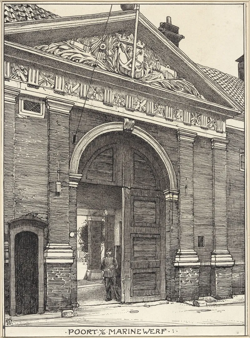 Poort Van De Marinewerf Aan De Grote Kattenburgerstraat Te Amsterdam by Willem Wenckebach - Canvas Print