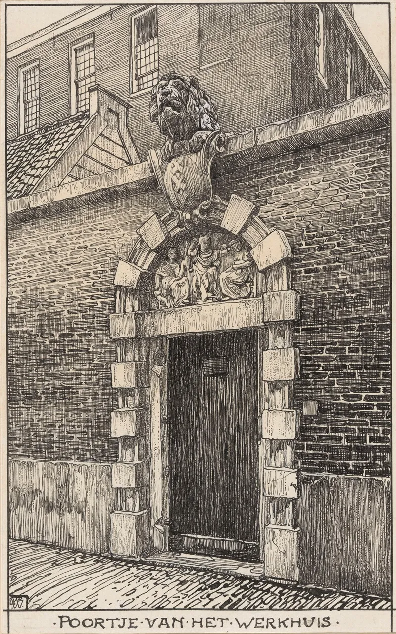 Poortje Aan Het Werkuis Leeuwenpoort In De Nieuwe Kerkstraat Te Amsterdam by Willem Wenckebach - Canvas Print