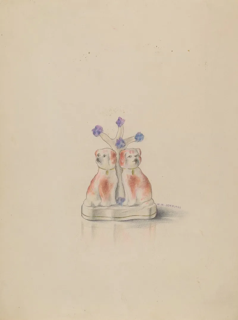 Porcelain Dogs by Walter W. Jennings - Canvas Print