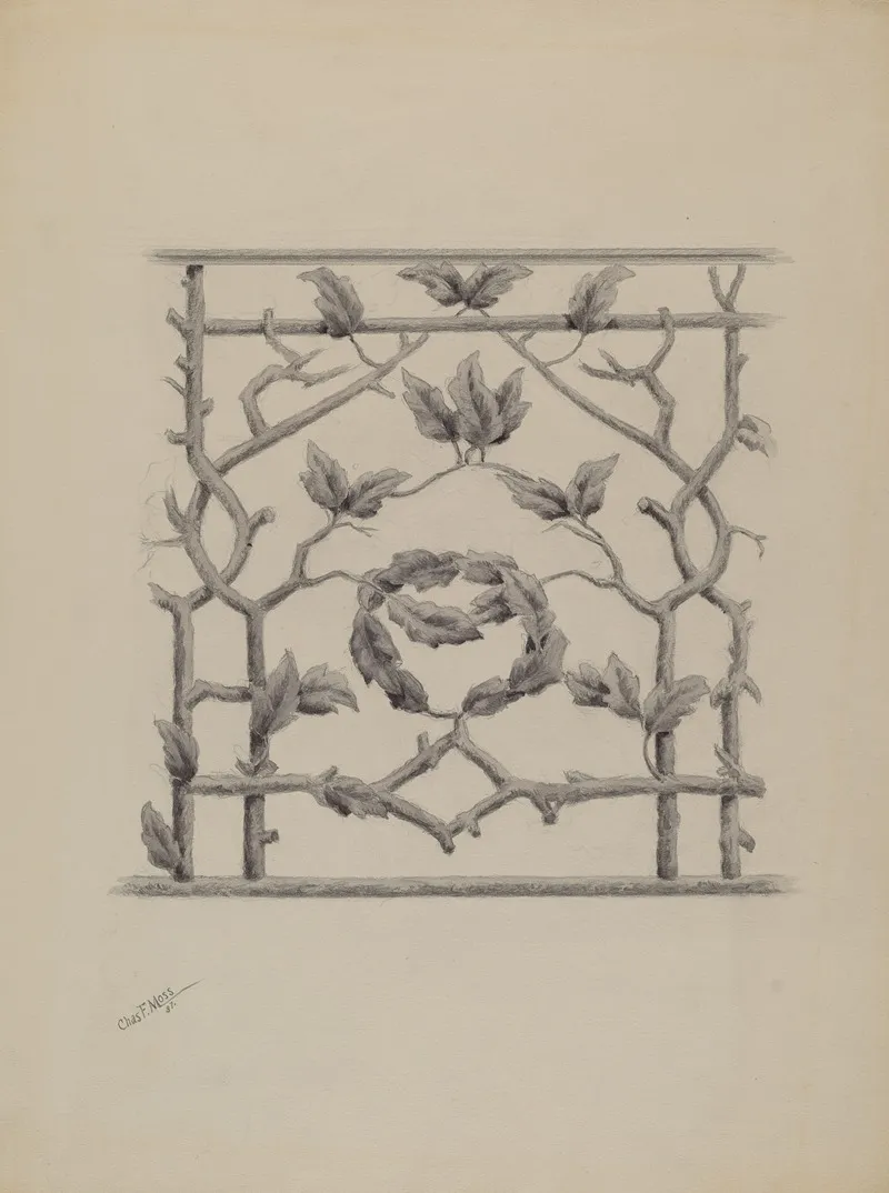 Porch Railing by Charles Moss - Canvas Print