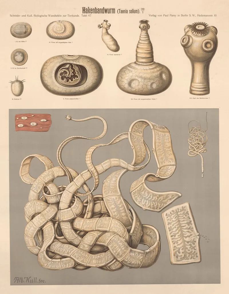 Pork Tapeworm Tainia Solium by Albert Kull - Canvas Print