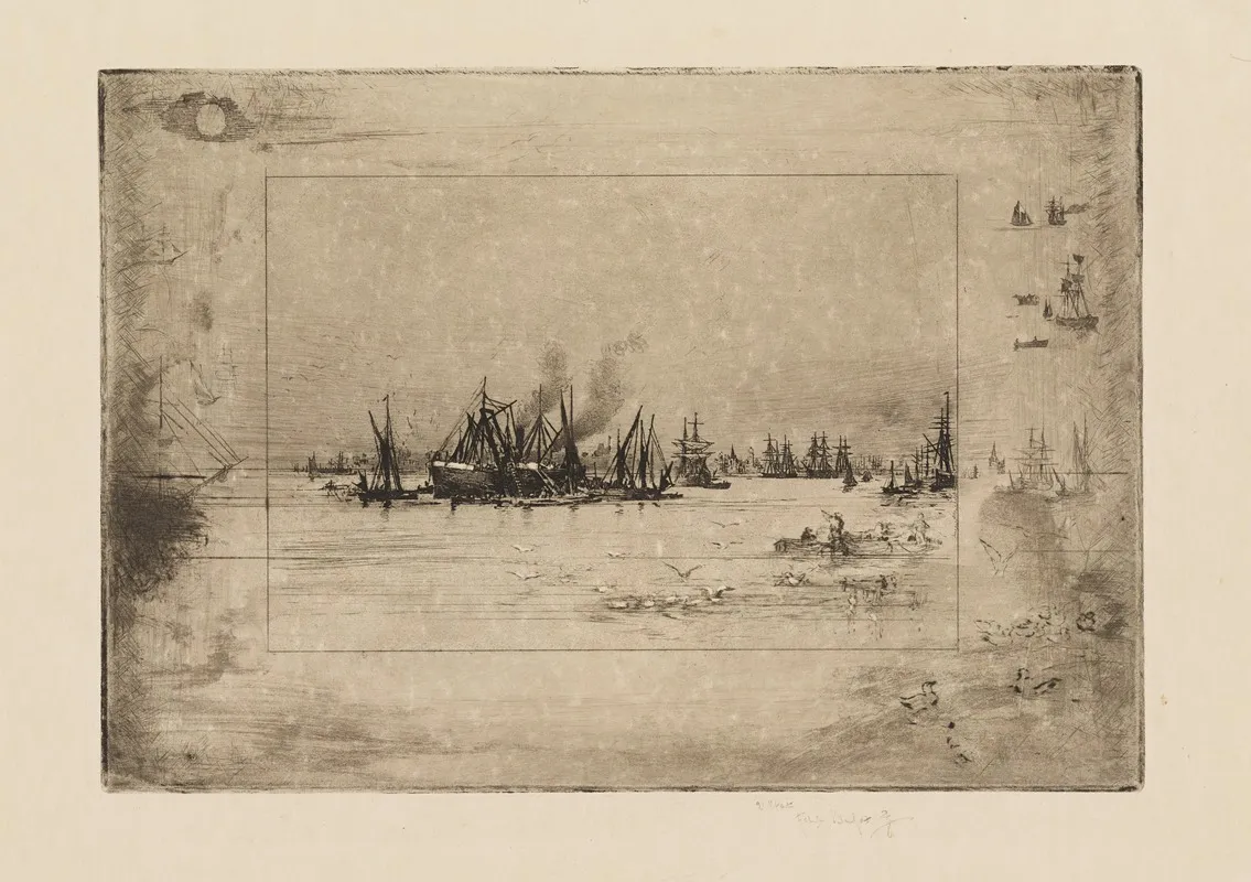 Port With Seagulls by Félix Hilaire Buhot - Canvas Print