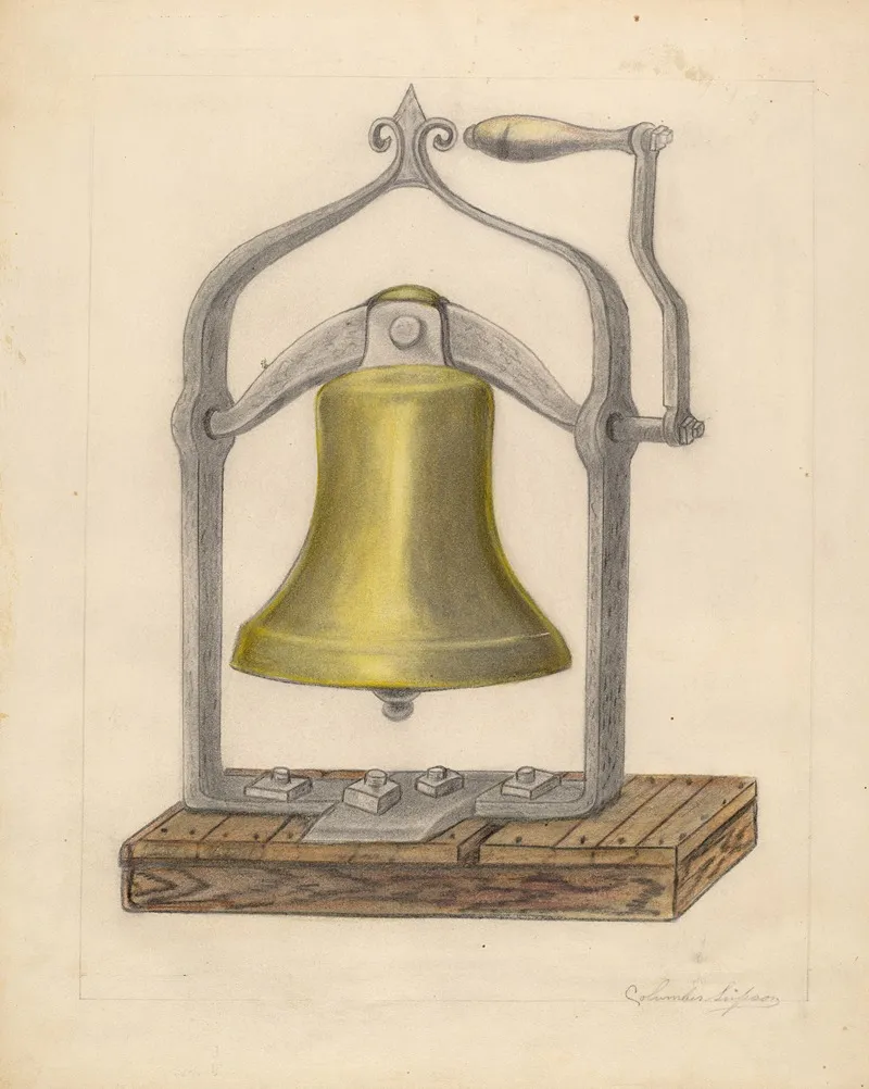 Portable Brass Hand Bell by Columbus Simpson - Canvas Print