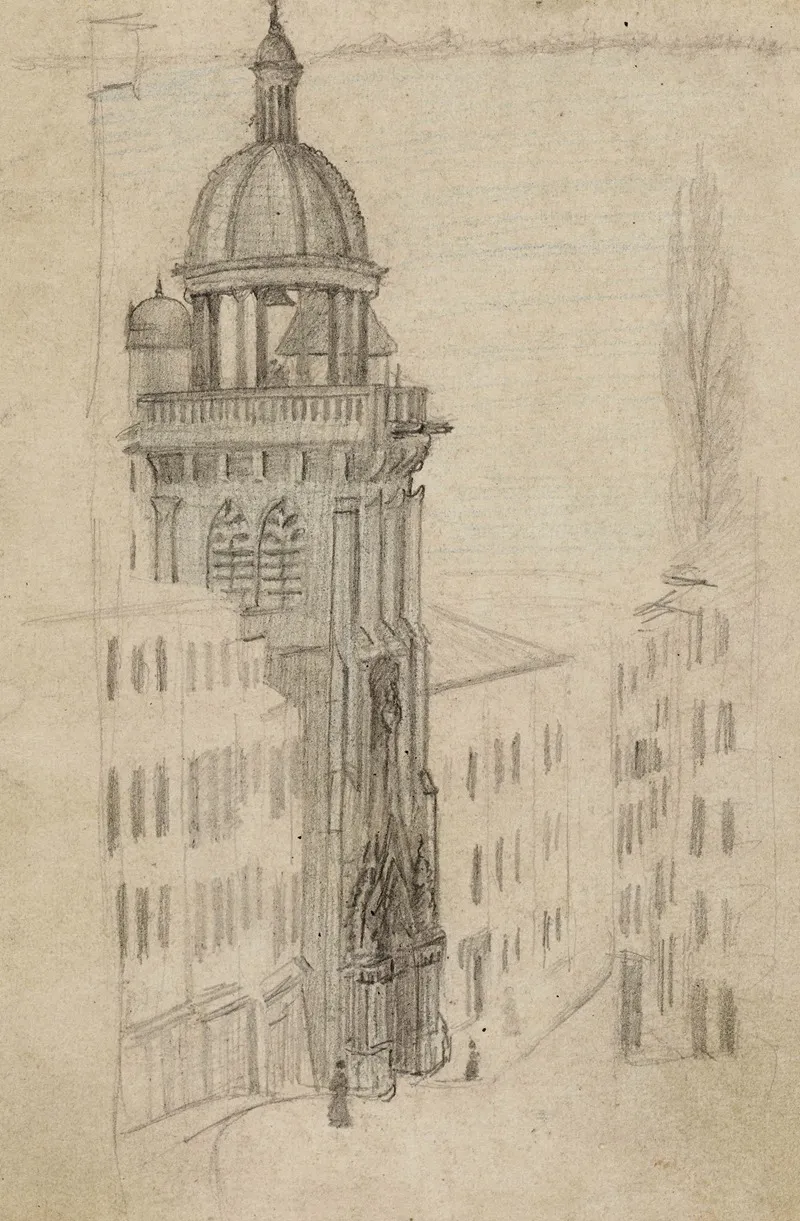Portail Et Clocher Deglise Dans Une Ruelle