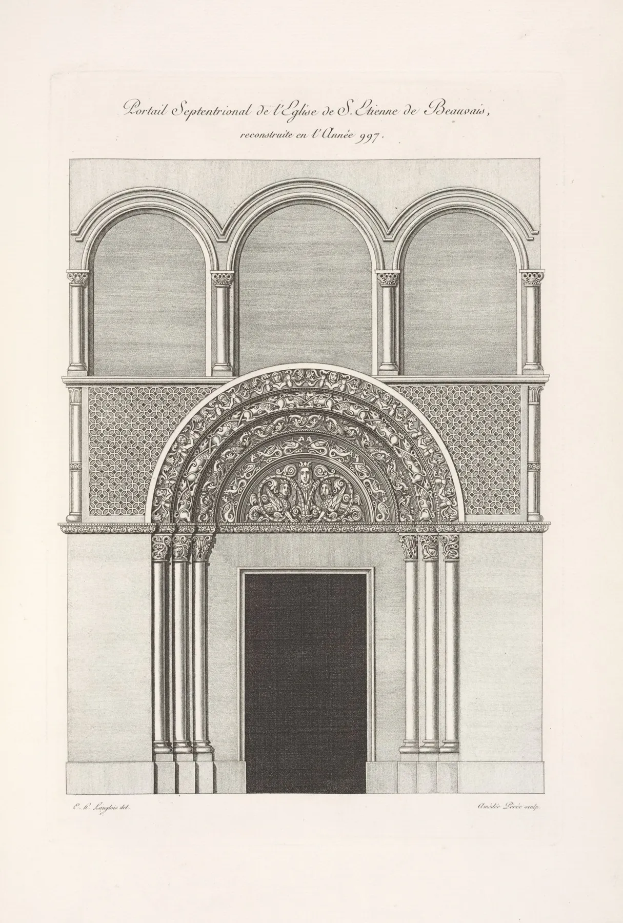 Portail Septentrional De Leglise De S Etienne De Beauvais Reconstruite En Lannee 997 by Nicolas Xavier Willemin - Canvas Print