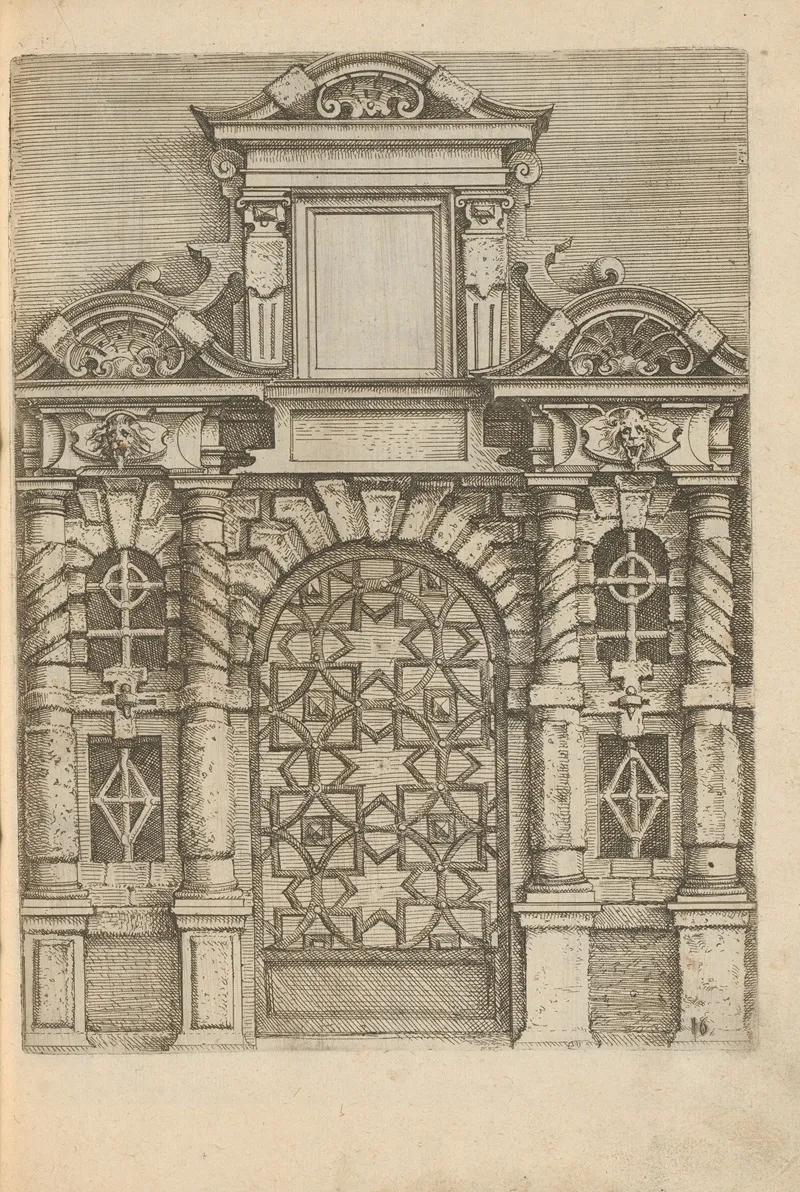 Portal Closed With Iron Gate And Star Motif by Wendel Dietterlin - Canvas Print