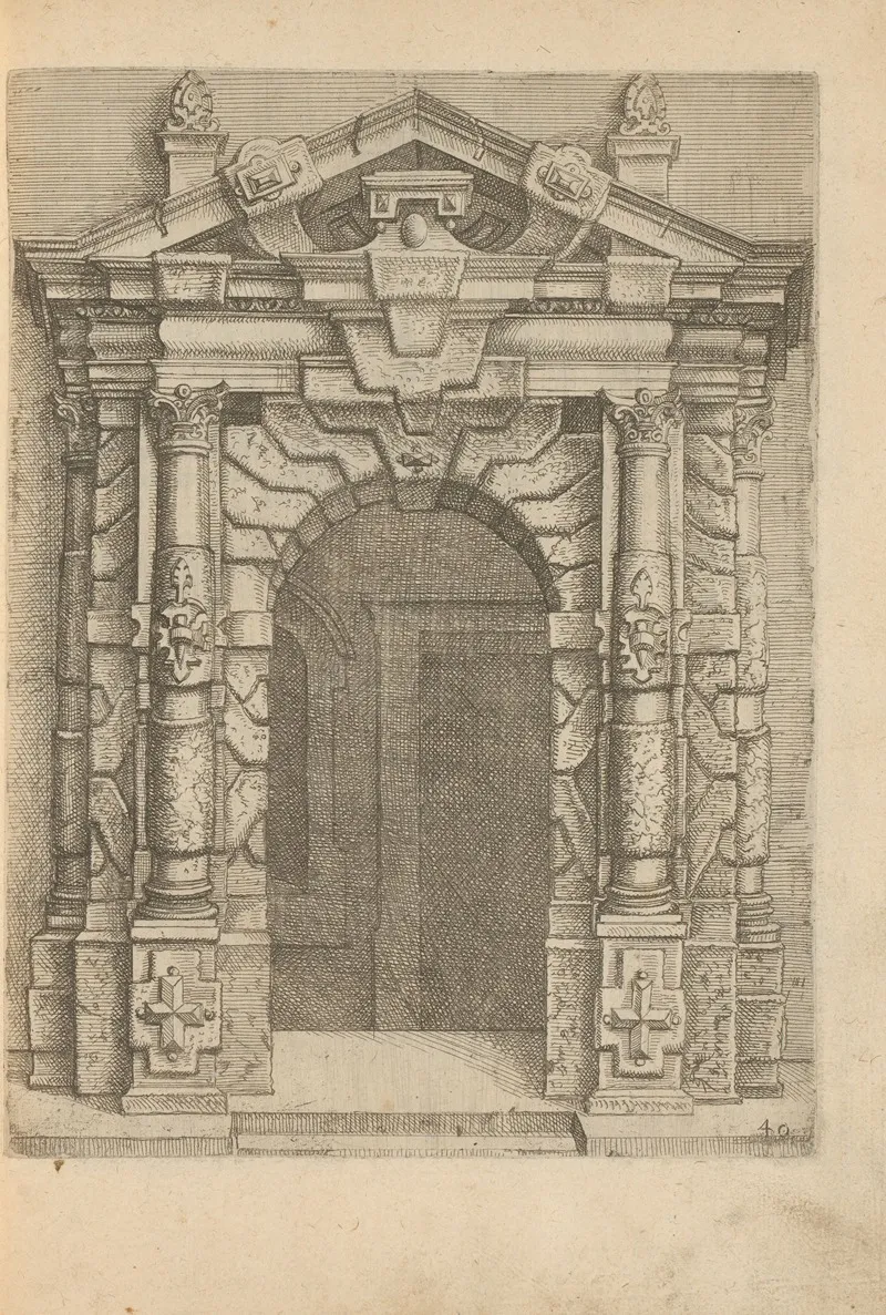 Portal Decorated With Scrollwork And Rustication by Wendel Dietterlin - Canvas Print