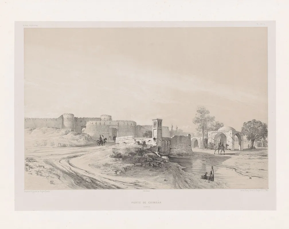 Porte De Chimran Teheran by Eugène Flandin - Canvas Print