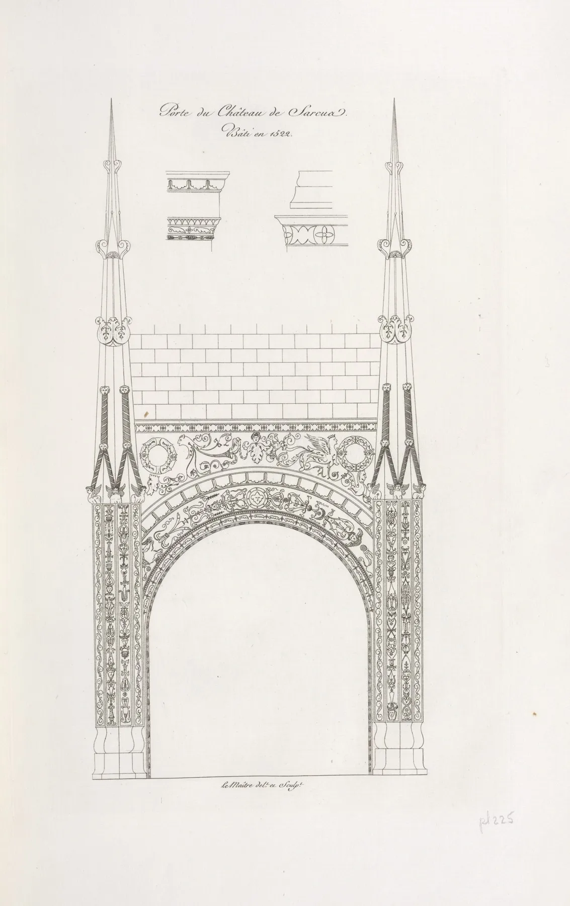 Porte Du Chateau De Sarcus Bati En 1522 by Nicolas Xavier Willemin - Canvas Print