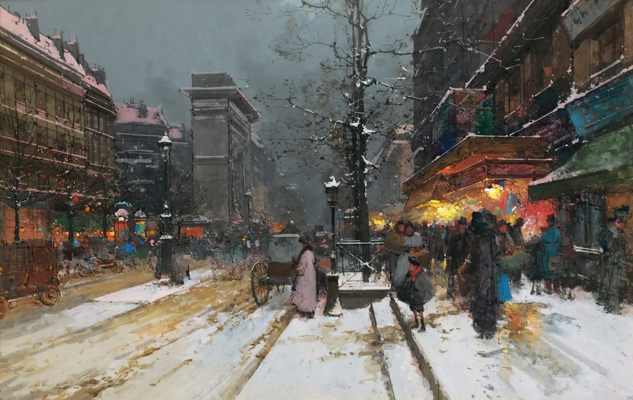Porte Saint Denis Paris by Eugène Galien-Laloue - Canvas Print