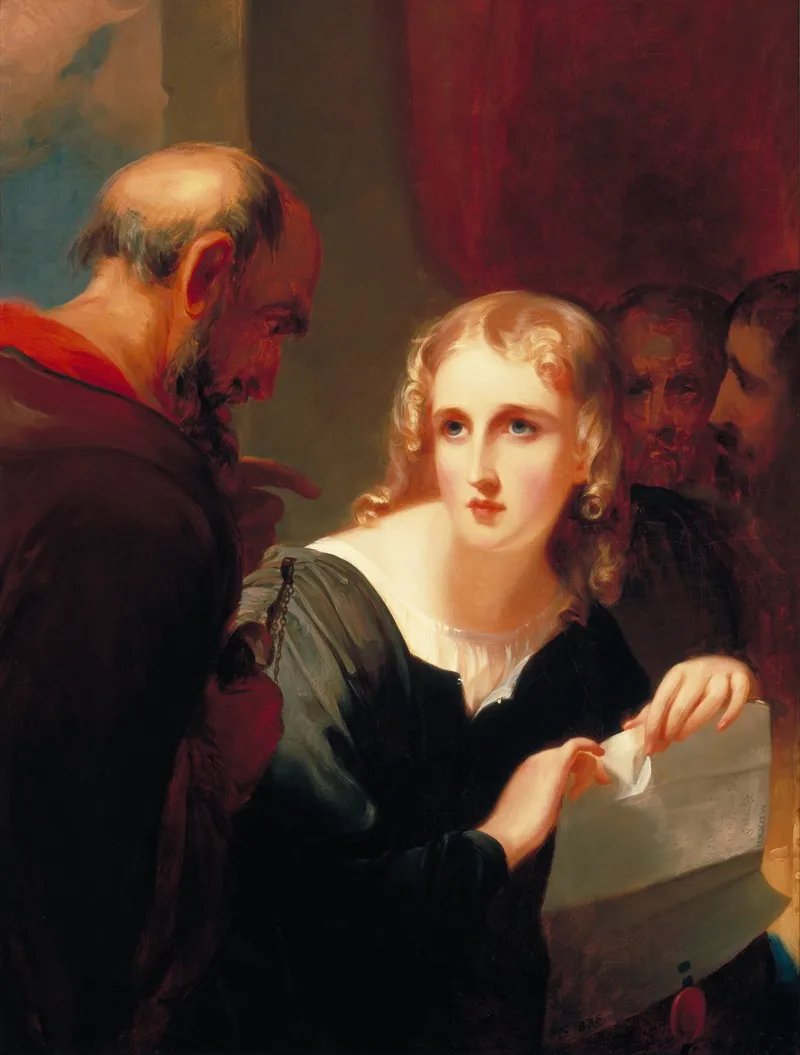 Portia And Shylock by Thomas Sully - Canvas Print