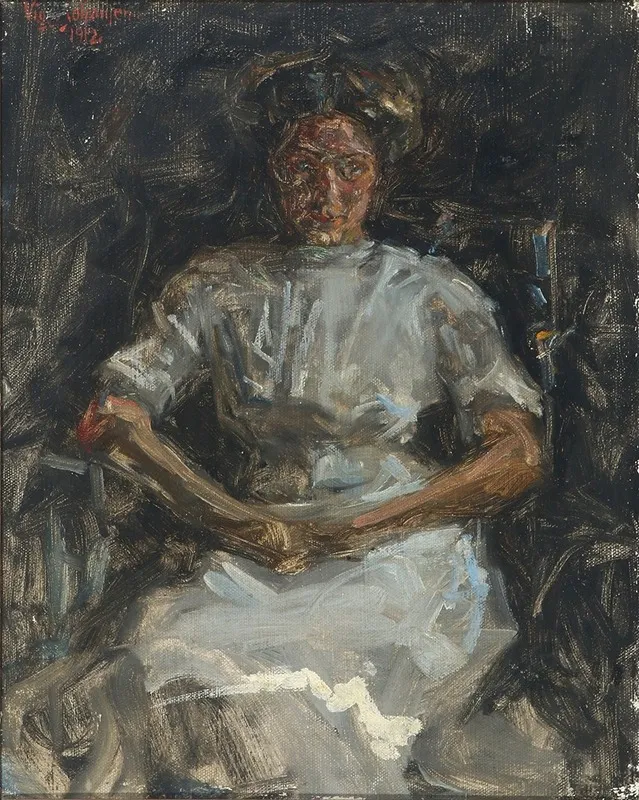 Portraet Af Siddende Kvinde 2 by Viggo Johansen - Canvas Print