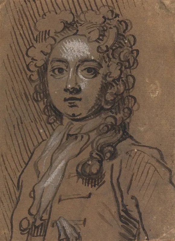 Portrait Bust Of A Man In Full Length Wig