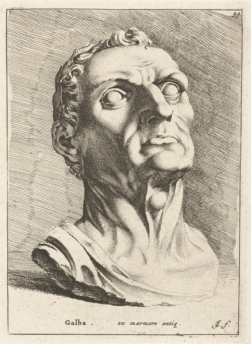 Portrait Bust Of Emperor Servius Sulpicius Galba by Jan de Bisschop - Canvas Print
