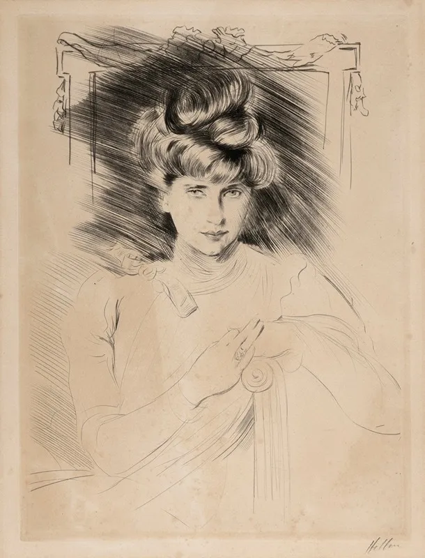 Portrait De Femme Assise De Face