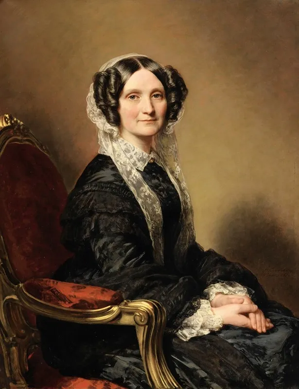 Portrait De Madame Francois Marie Delessert by Franz Xaver Winterhalter - Canvas Print
