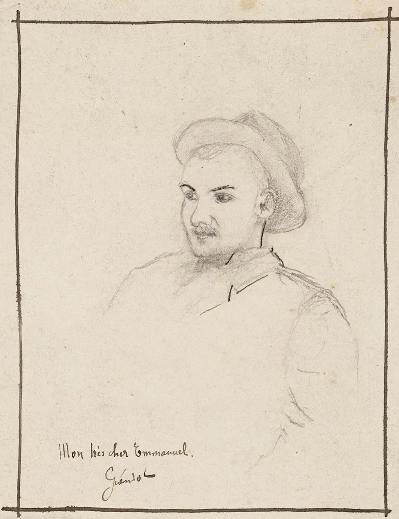 Portrait Dhomme Avec Un Chapeau Tourne De Trois Quarts Vers La Gauche