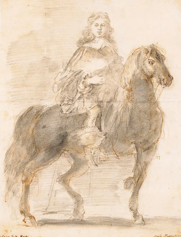 Portrait Equestre De Cosimo Iii De Medici by Stefano Della Bella - Canvas Print