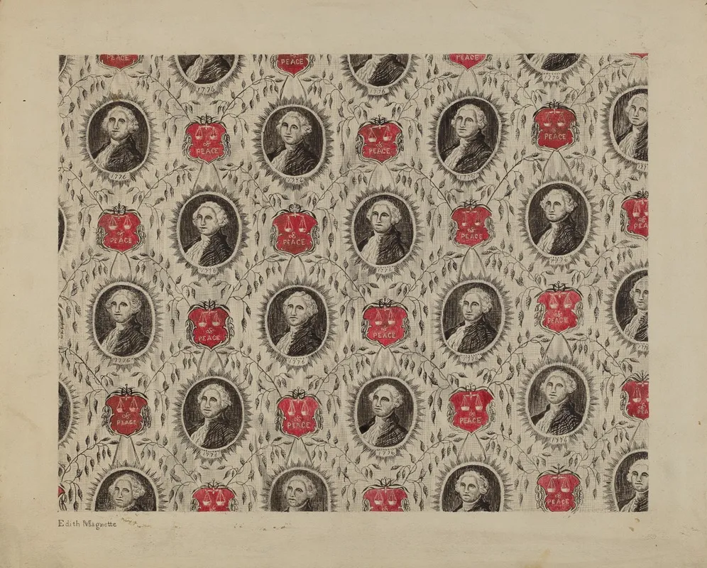 Portrait Medallions Of George Washington by Edith Magnette - Canvas Print
