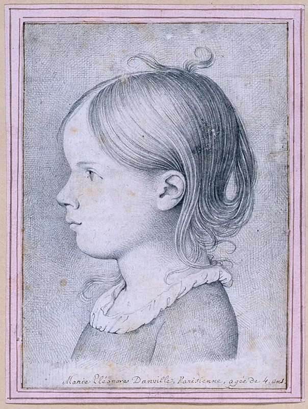 Portrait Of 4 Year Old Marie Danville Bust In Profile To The Left by David Humbert de Superville - Canvas Print