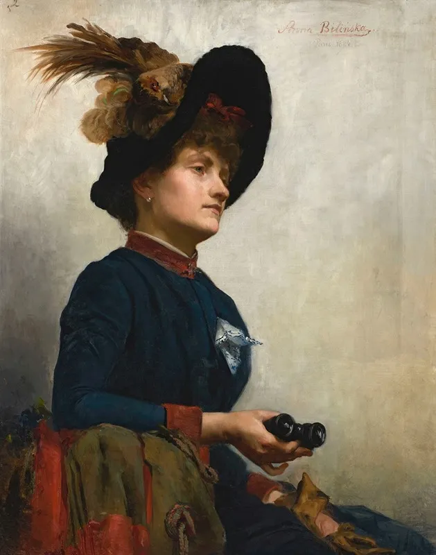 Portrait Of A Lady With Ppera Glasses by Anna Bilińska-Bohdanowicz - Canvas Print
