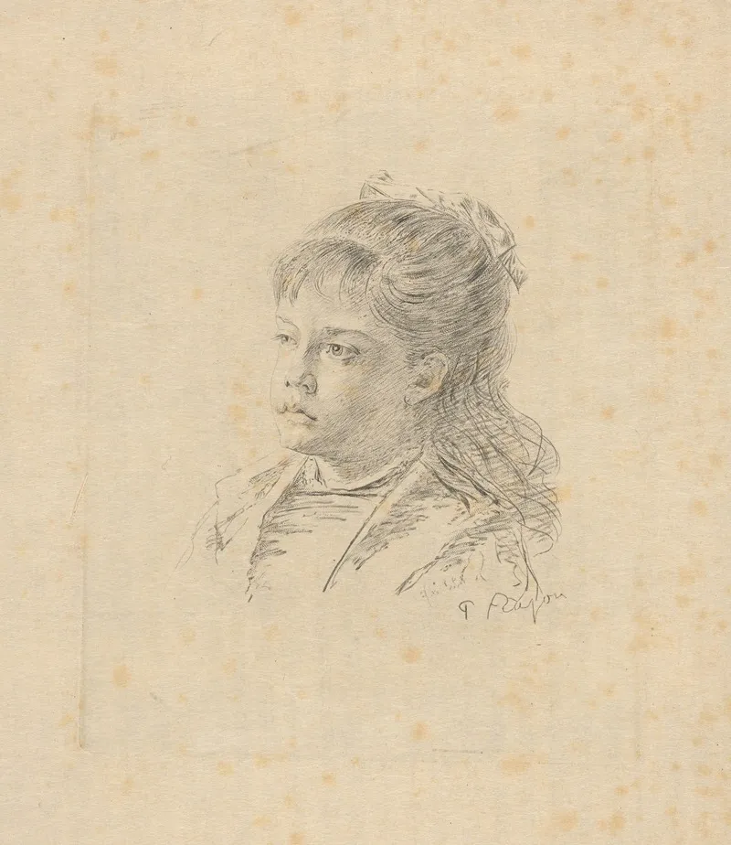 Portrait Of A Little Girl 5 by Paul Adolphe Rajon - Canvas Print