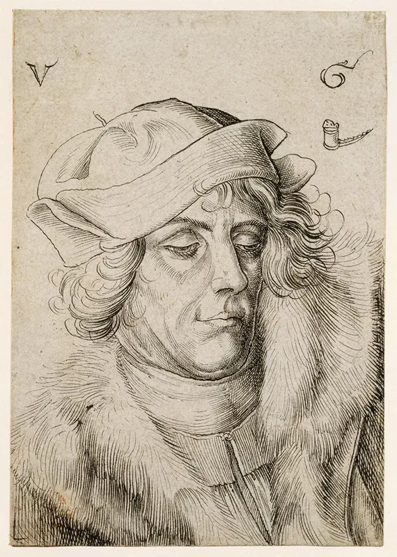 Portrait Of A Man With A Beret And Fur Collar by Urs Graf - Canvas Print